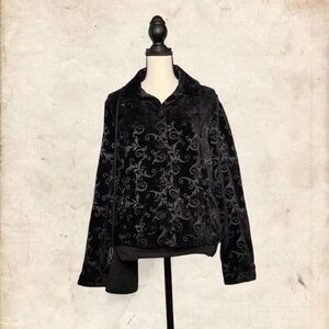 Croft & Barrow Black Floral Teddy Jacket
